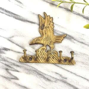 Vintage Brass Eagle Key Rack: Patriotic Wall Hooks
